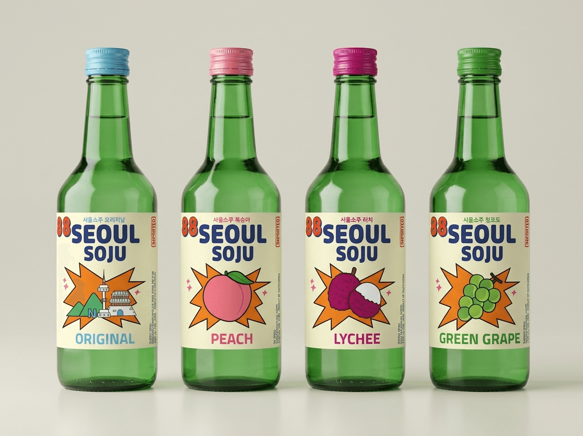 Seoul Soju green bottle export OEM lineup