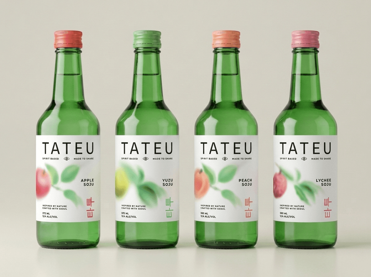 TATEU Soju green bottle export OEM lineup