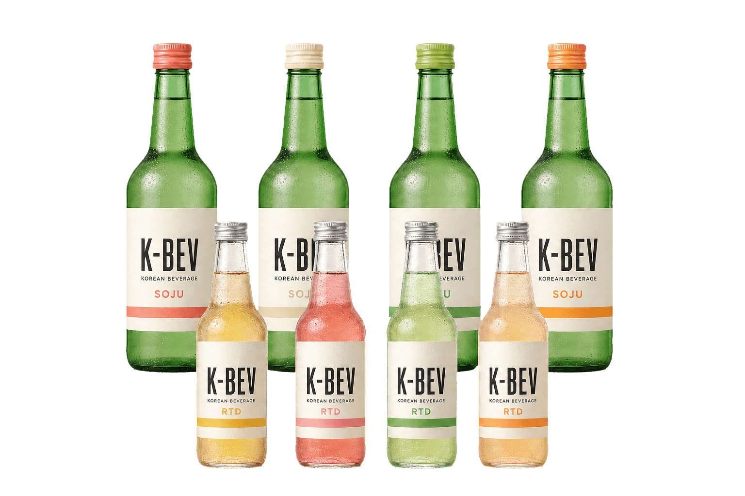 Green fruit soju and clear glass RTD product formats